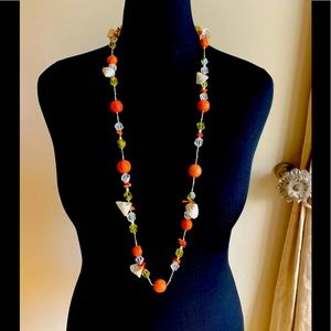 J Crew Seashell and Orange Bubble Necklace EUC